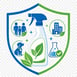 EcoSafe Cleaning Icon with Shield and Leaf Symbol